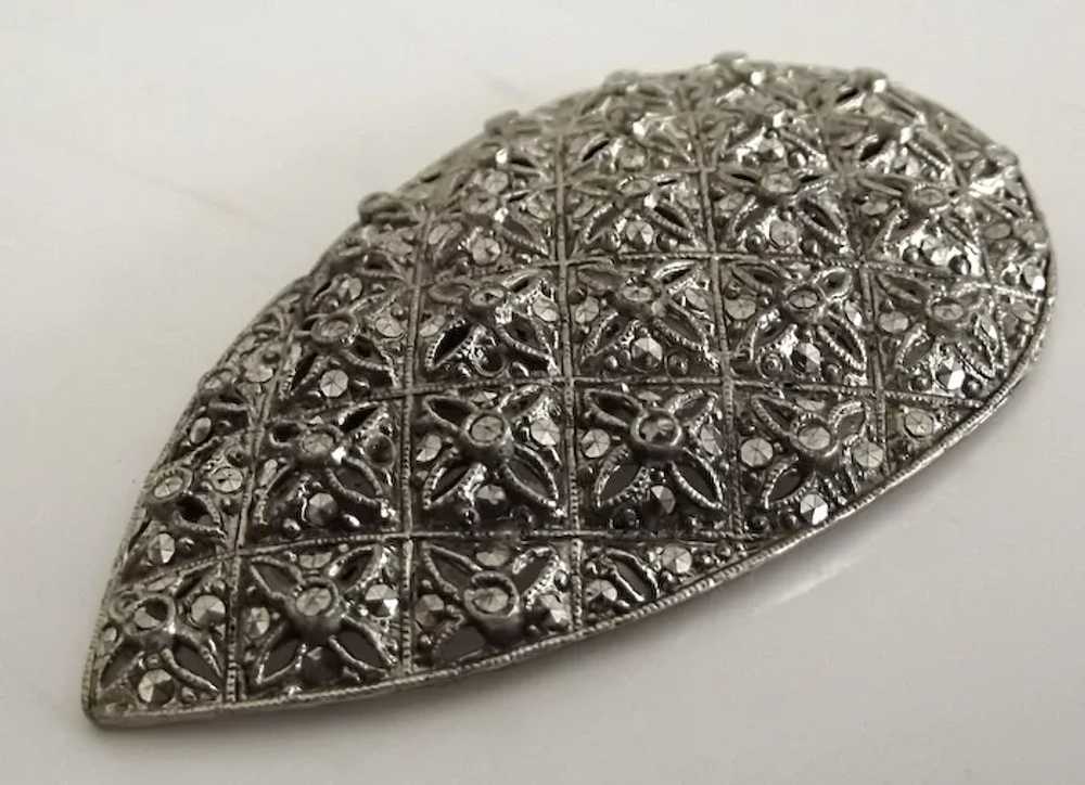 Large and Beautiful Marcasite Dress Clip - image 3