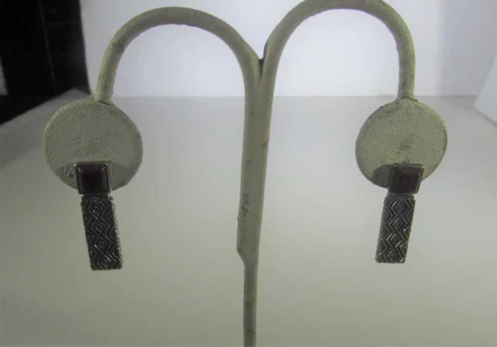 Sterling Silver Carnelian Pierced Earrings - image 2