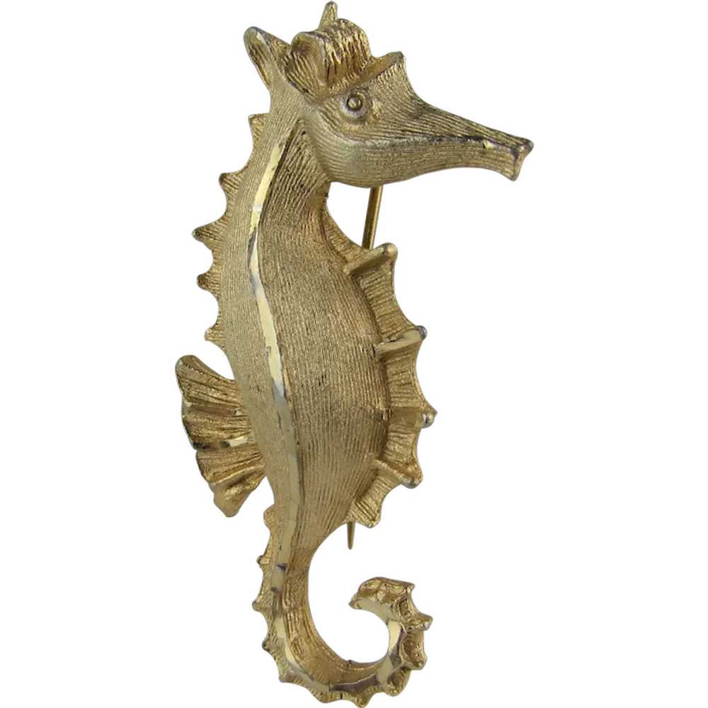 Gold Tone Seahorse Pin - image 1