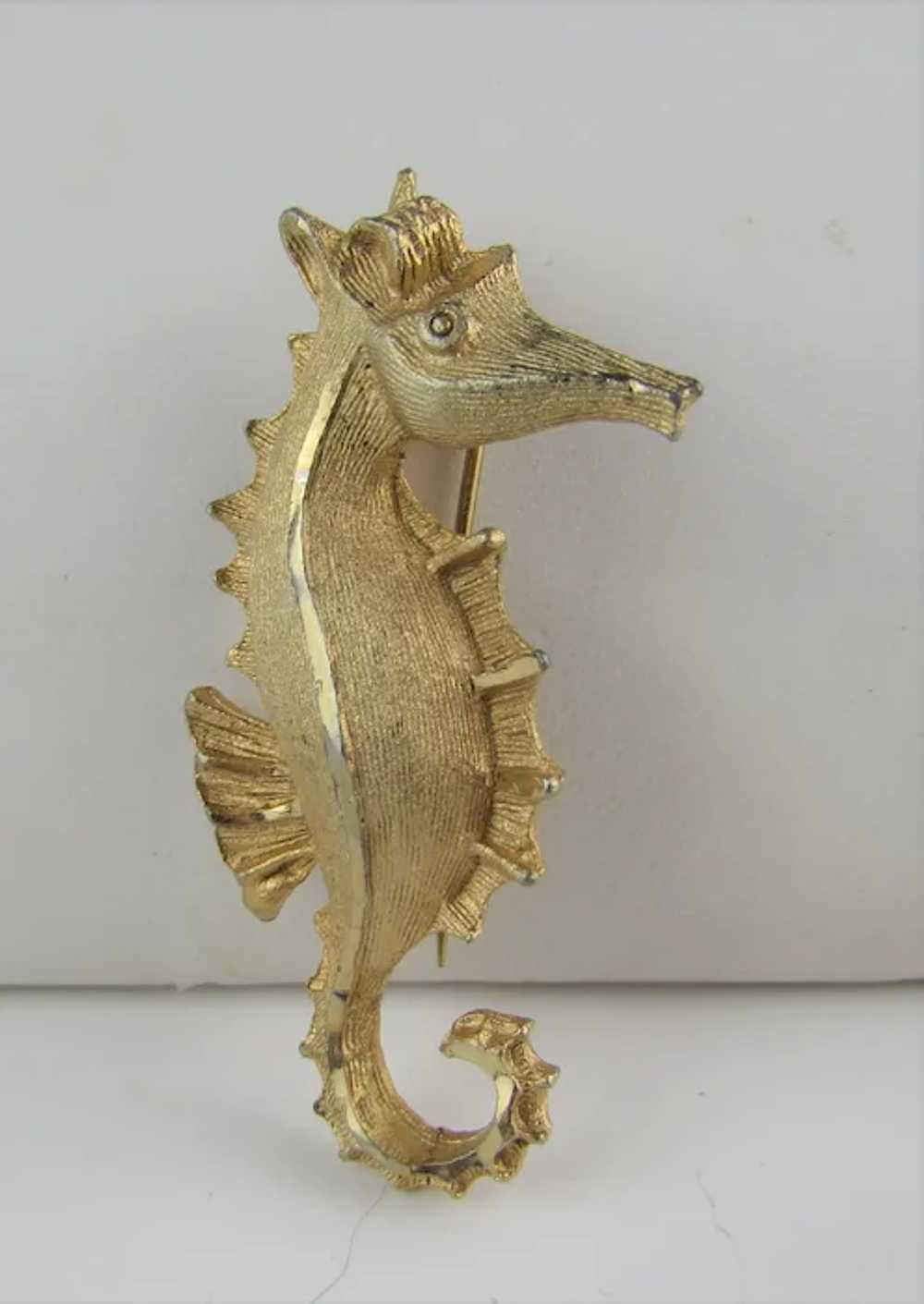 Gold Tone Seahorse Pin - image 2