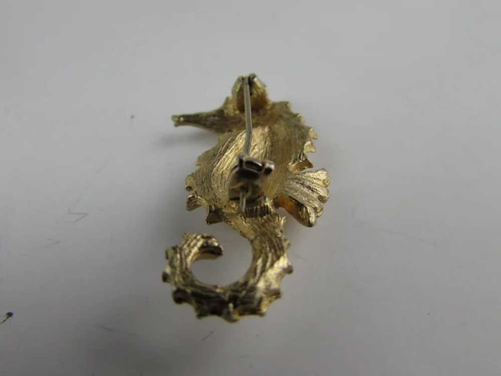 Gold Tone Seahorse Pin - image 6