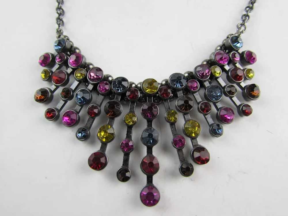 Vintage Multi Crystal Festoon Necklace in Darkene… - image 12