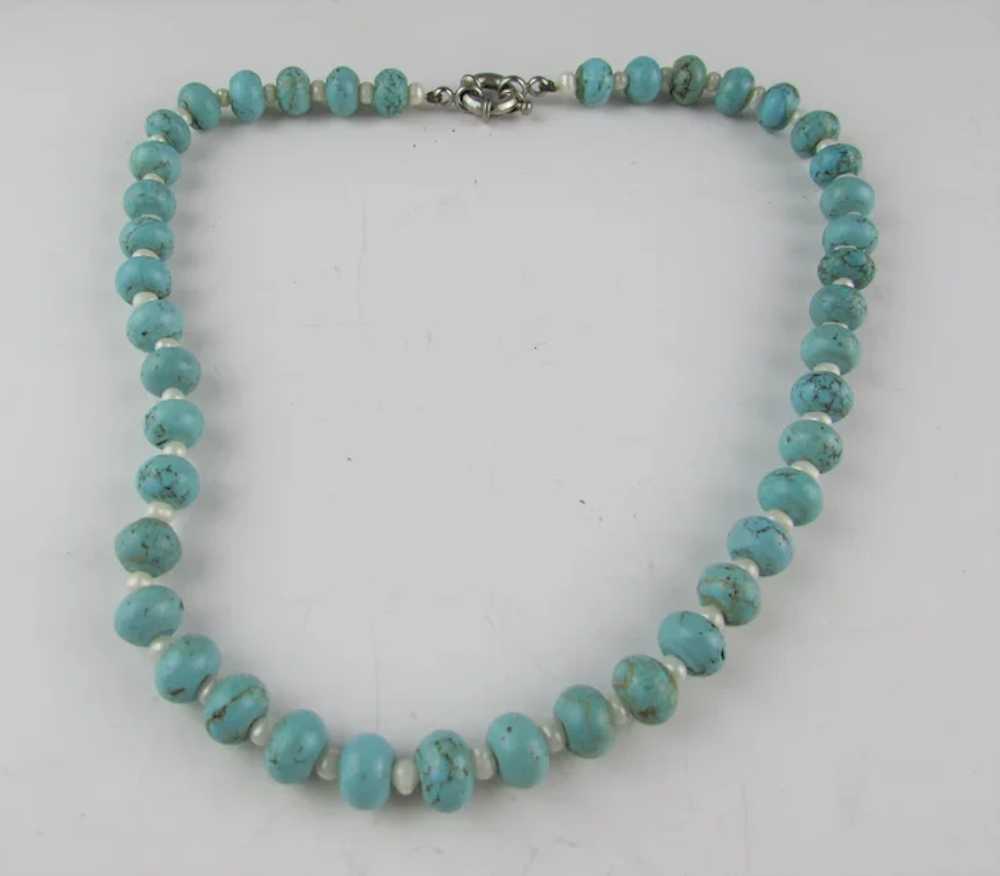 Turquoise Beads With Freshwater Pearl Spacers Nec… - image 10