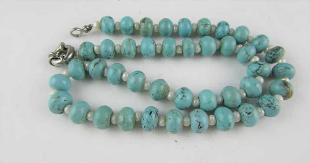 Turquoise Beads With Freshwater Pearl Spacers Nec… - image 12