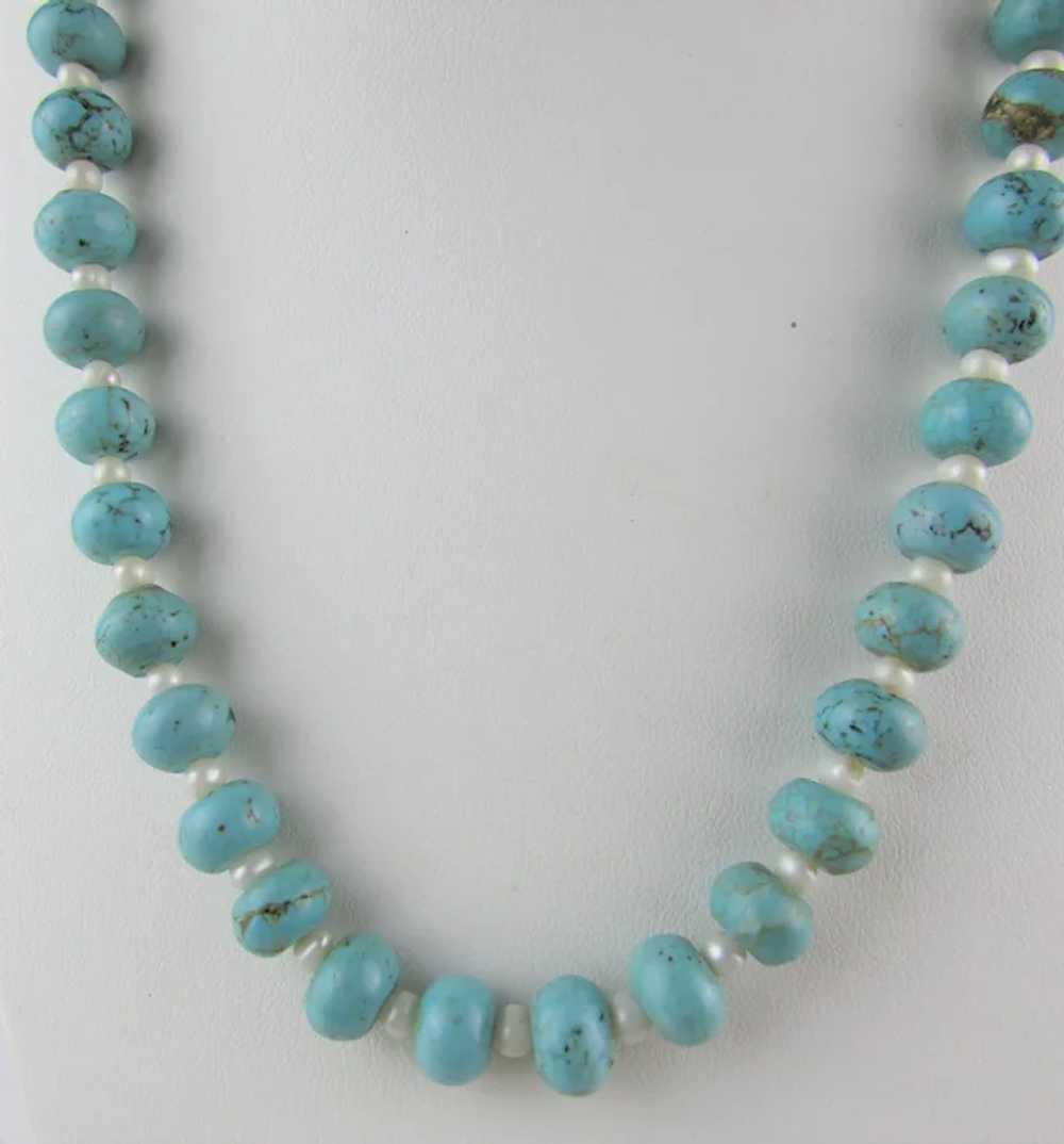 Turquoise Beads With Freshwater Pearl Spacers Nec… - image 3