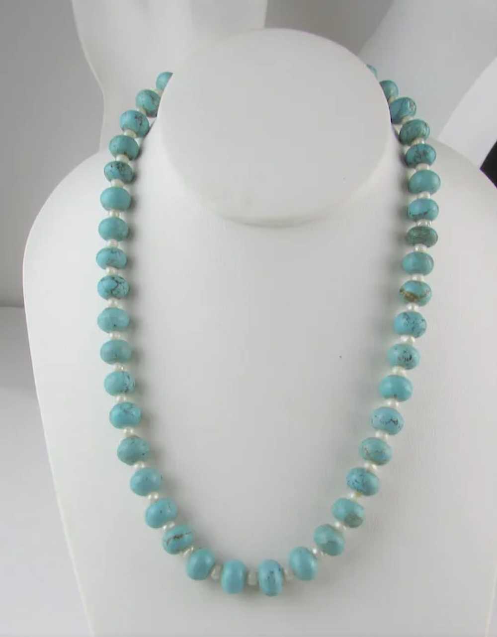 Turquoise Beads With Freshwater Pearl Spacers Nec… - image 4