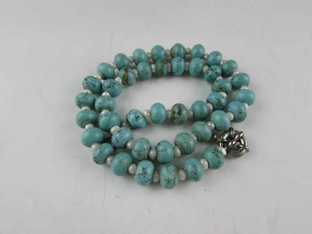 Turquoise Beads With Freshwater Pearl Spacers Nec… - image 5