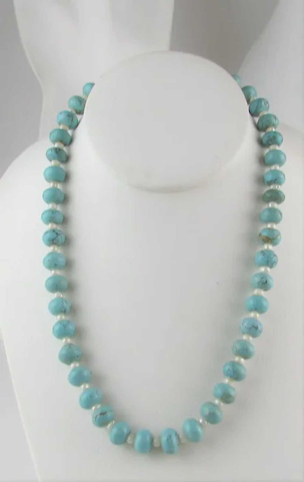 Turquoise Beads With Freshwater Pearl Spacers Nec… - image 6