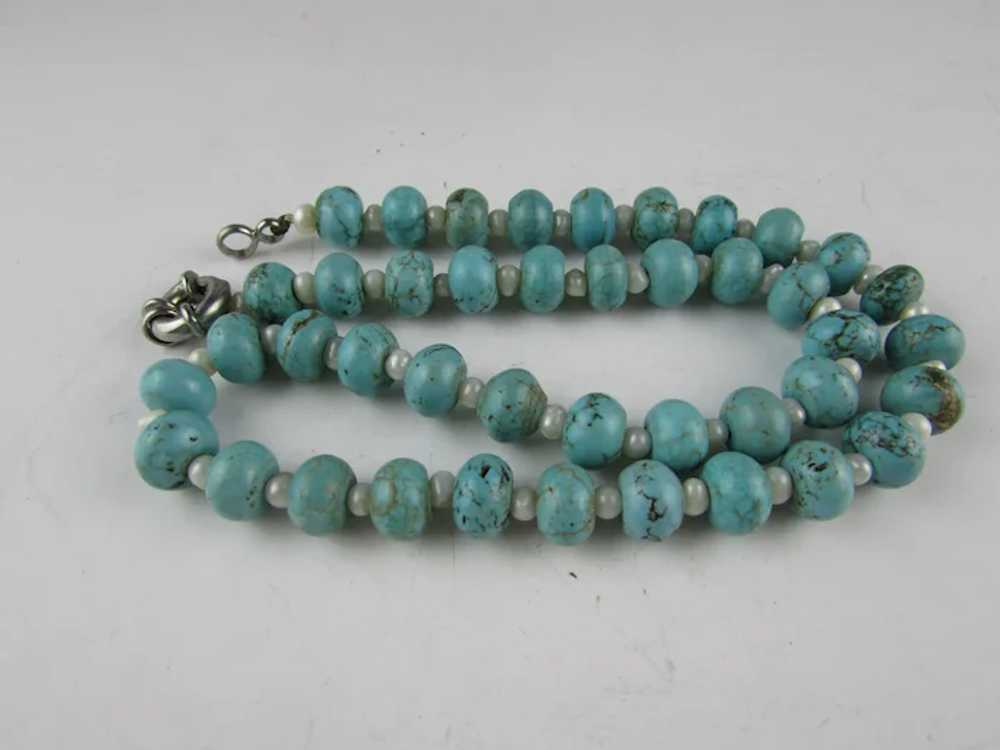 Turquoise Beads With Freshwater Pearl Spacers Nec… - image 7