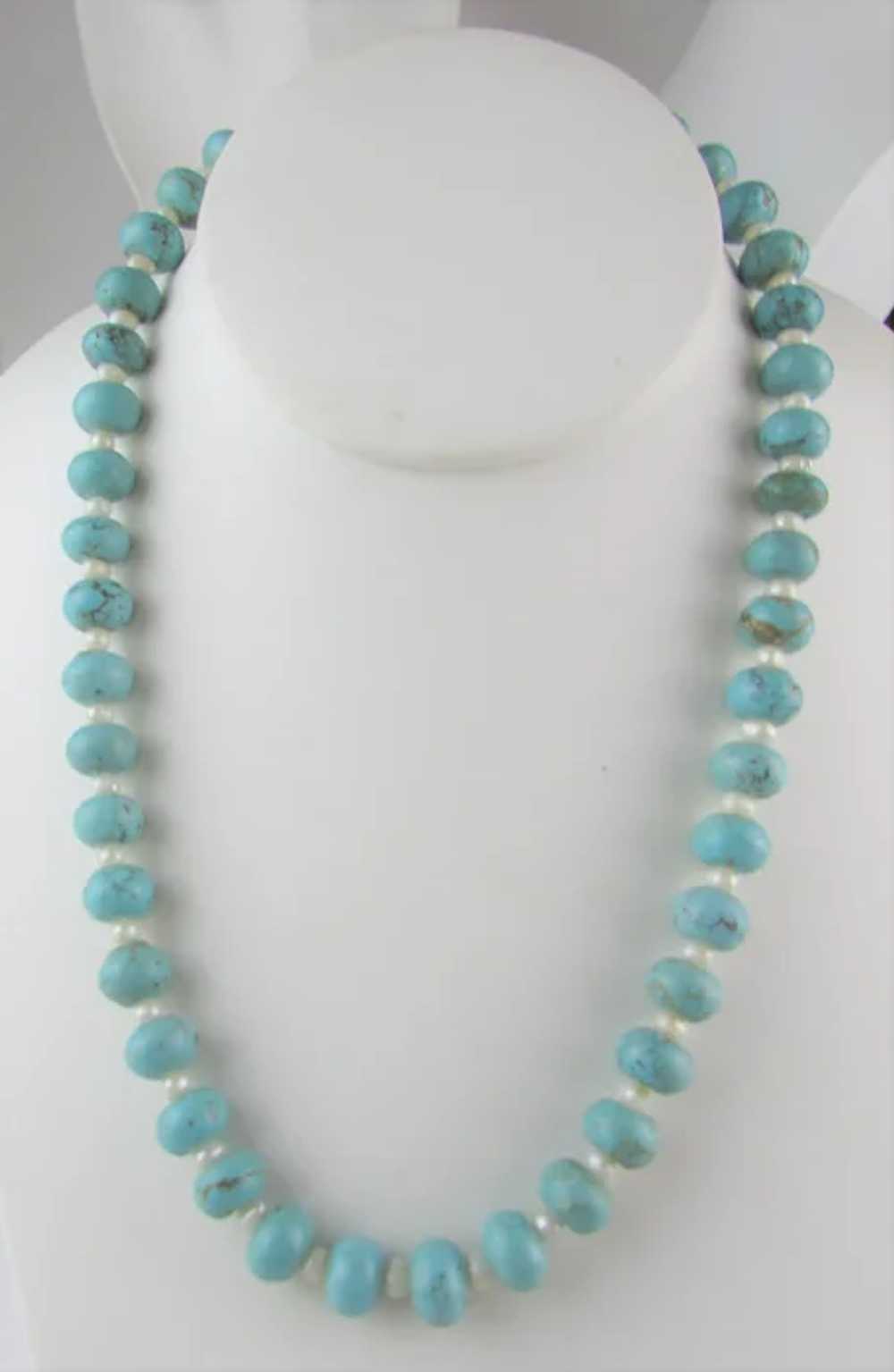 Turquoise Beads With Freshwater Pearl Spacers Nec… - image 8