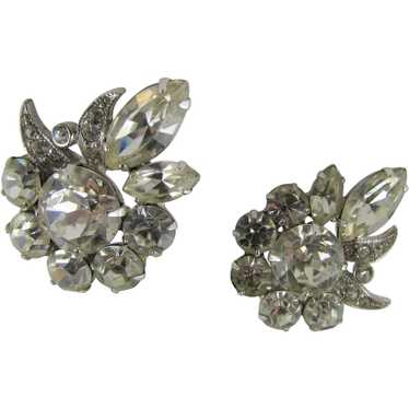 VintageSigned Vintage Swarovski Pave snowflake clip-on popular earrings