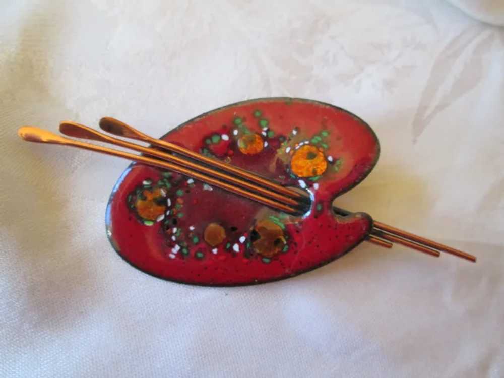 S Matisse Red Enamel Copper Artist Palette Broo Gem