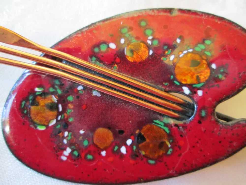 S Matisse Red Enamel Copper Artist Palette Broo Gem