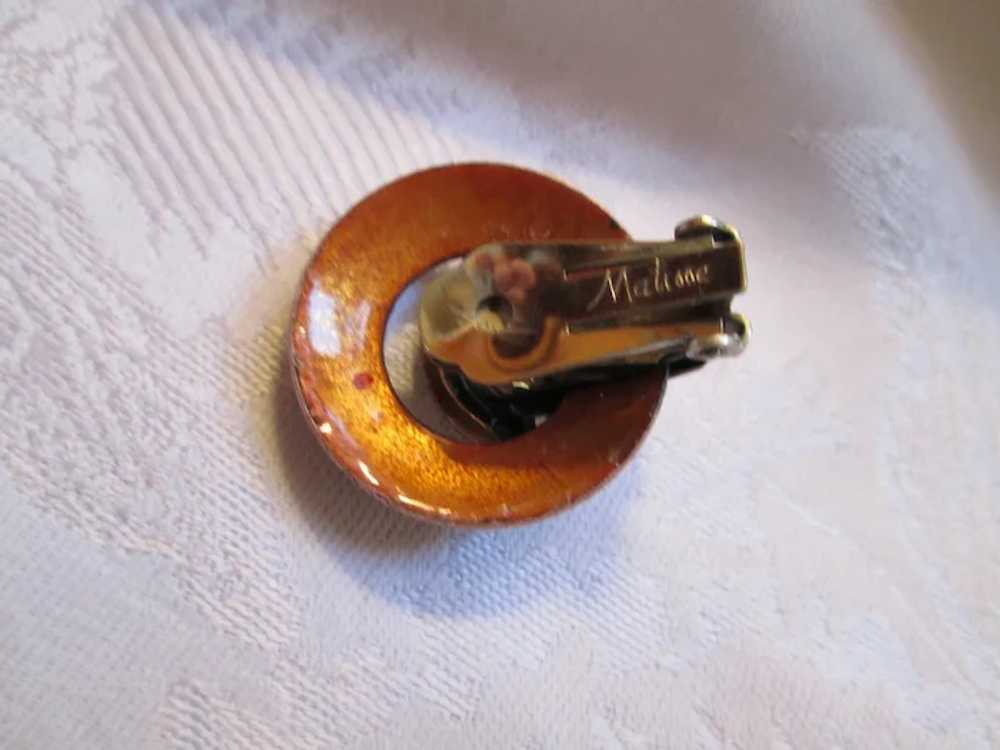 Matisse Orange Enamel on Copper Necklace and Clip… - image 9