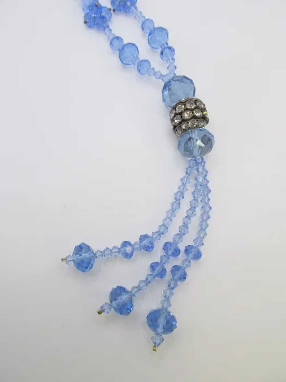 Gorgeous Czech Art Deco Faceted Blue Glass Beaded… - image 3