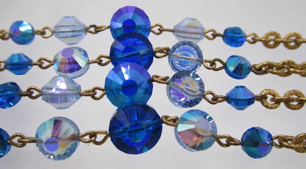 Gorgeous Hobe Blue and Crystal Beaded Dangle Clus… - image 6