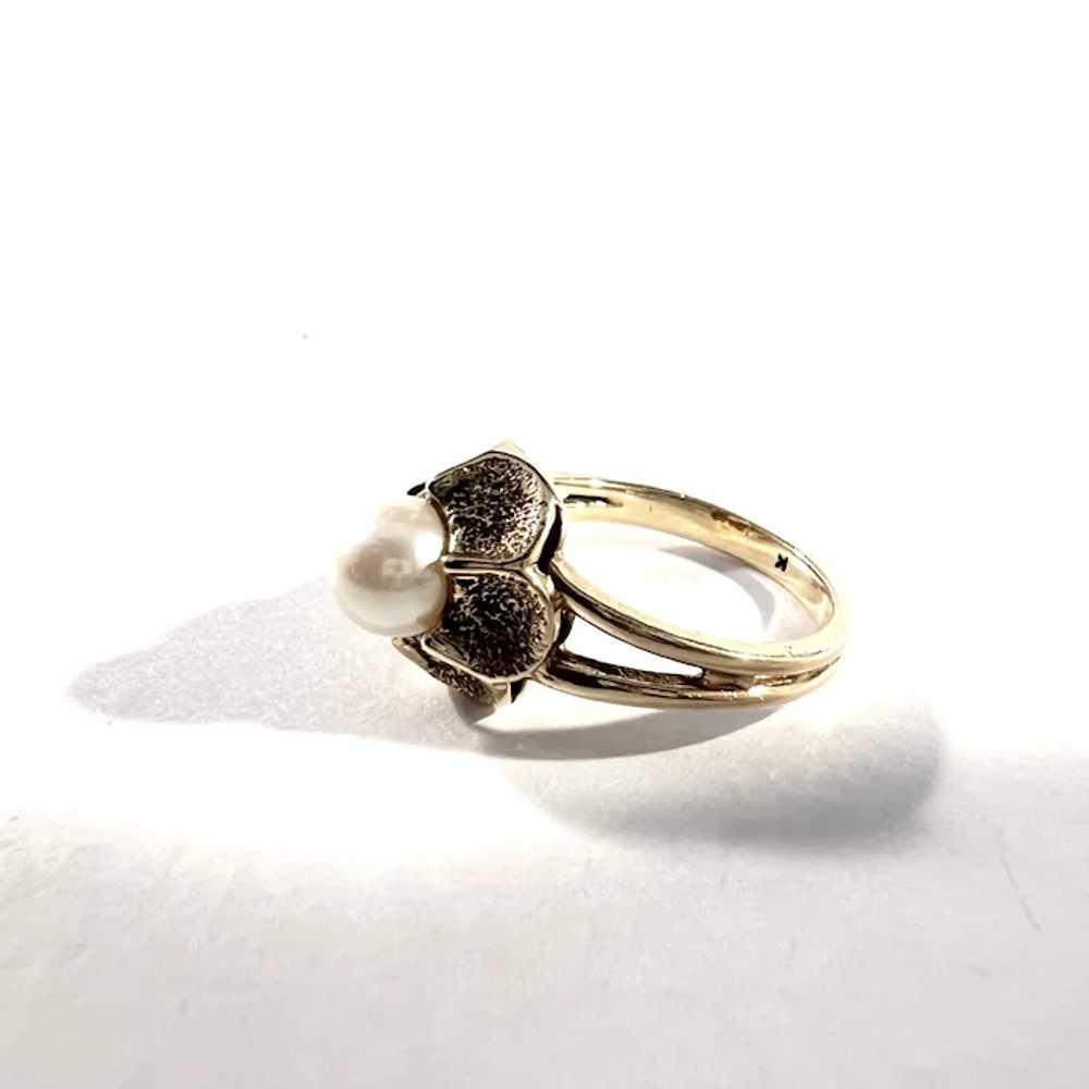 Vintage Mid-Century 14k Gold Cultured Pearl Ring. - image 2