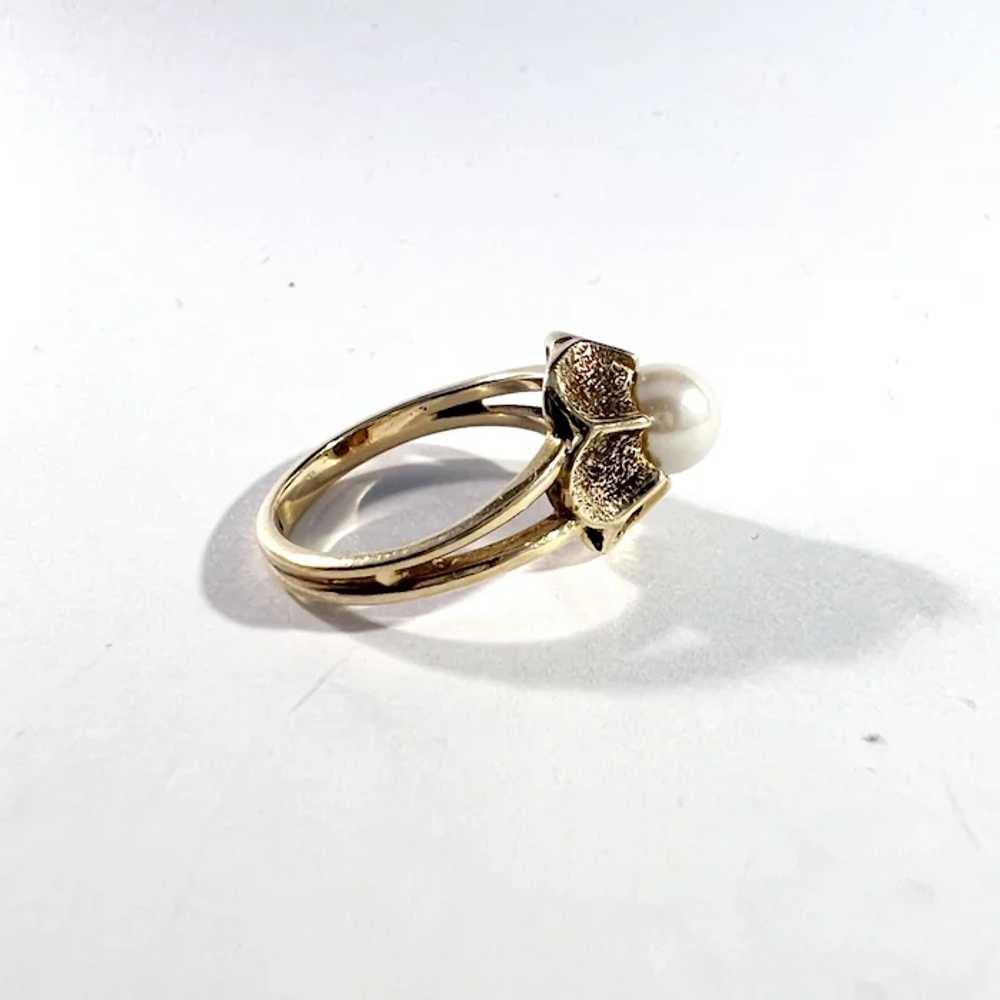 Vintage Mid-Century 14k Gold Cultured Pearl Ring. - image 3