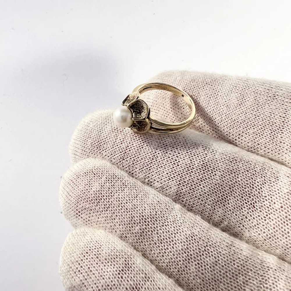 Vintage Mid-Century 14k Gold Cultured Pearl Ring. - image 7