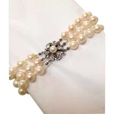 Cultured Pearl Bracelet Diamond Clasp 14 Katat