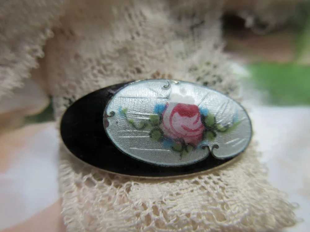 Enameled Sterling Lingerie Pin Circa 1930 - image 4