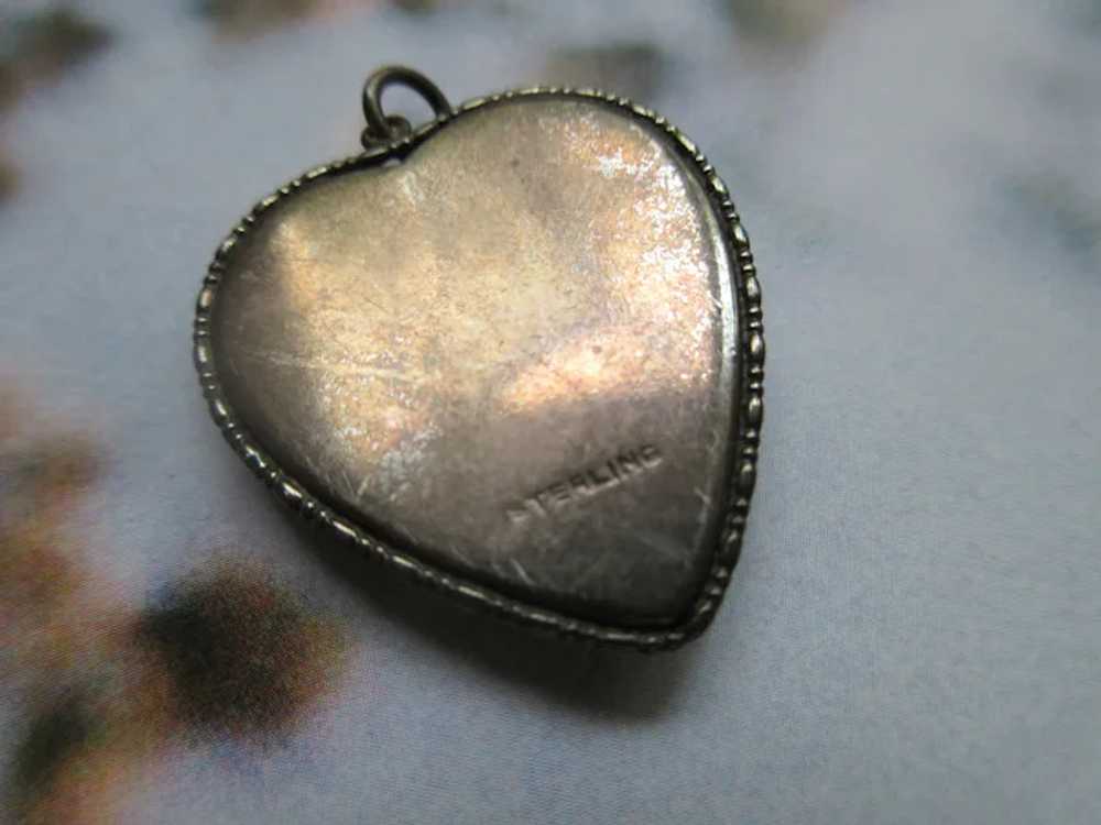 Vintage Sterling Silver Butterfly Wing Heart Pend… - image 2