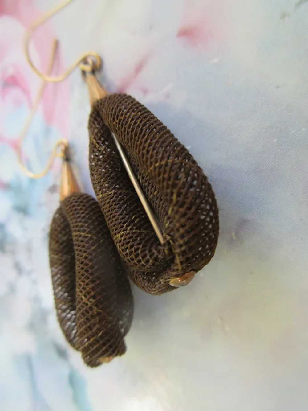 Victorian Antique 10K Hair Earrings - Victorian P… - image 3