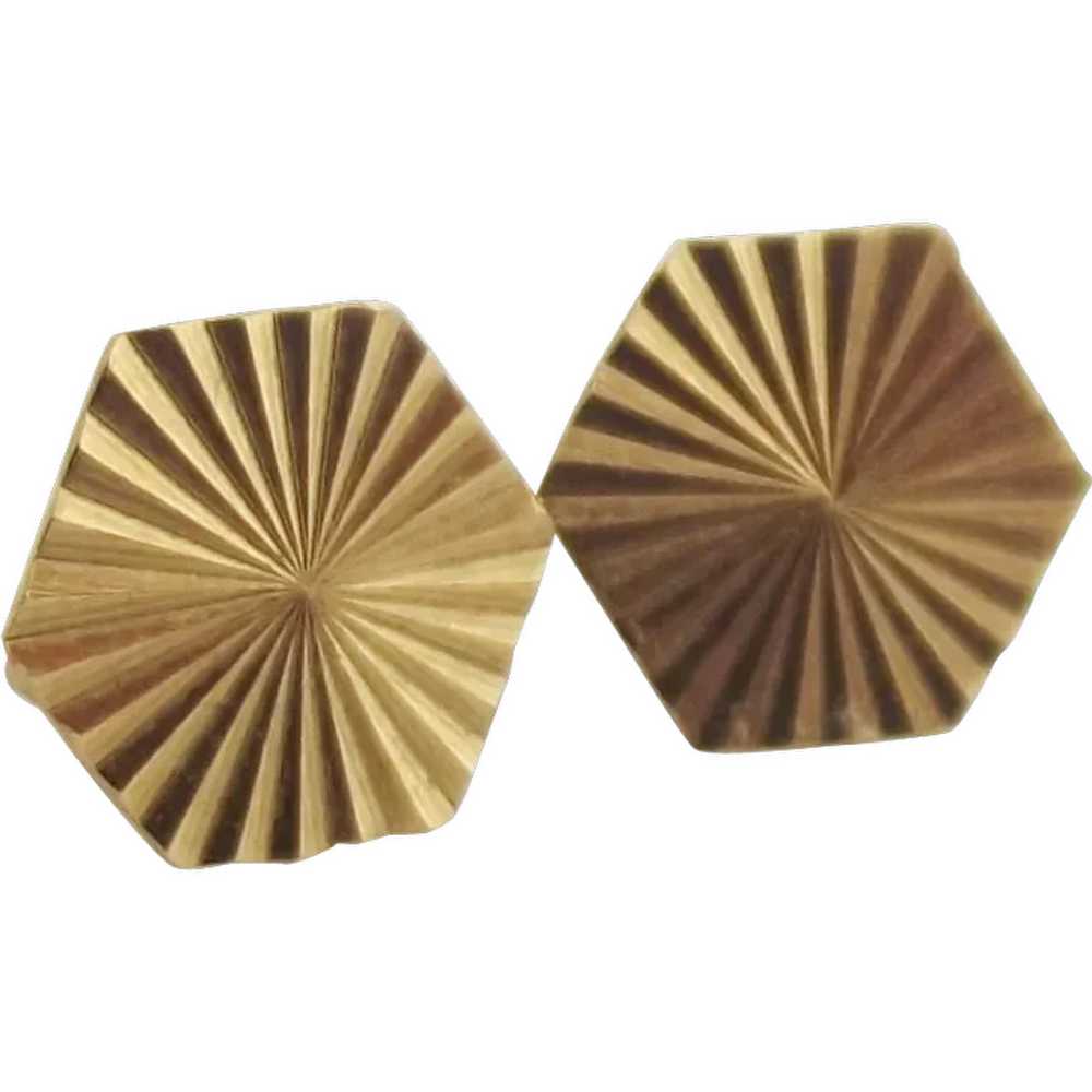 Pair Of 9ct Yellow Gold Hexagon Stud Earrings - image 1