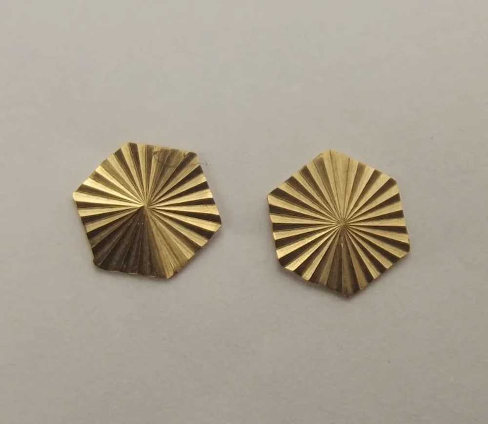 Pair Of 9ct Yellow Gold Hexagon Stud Earrings - image 4
