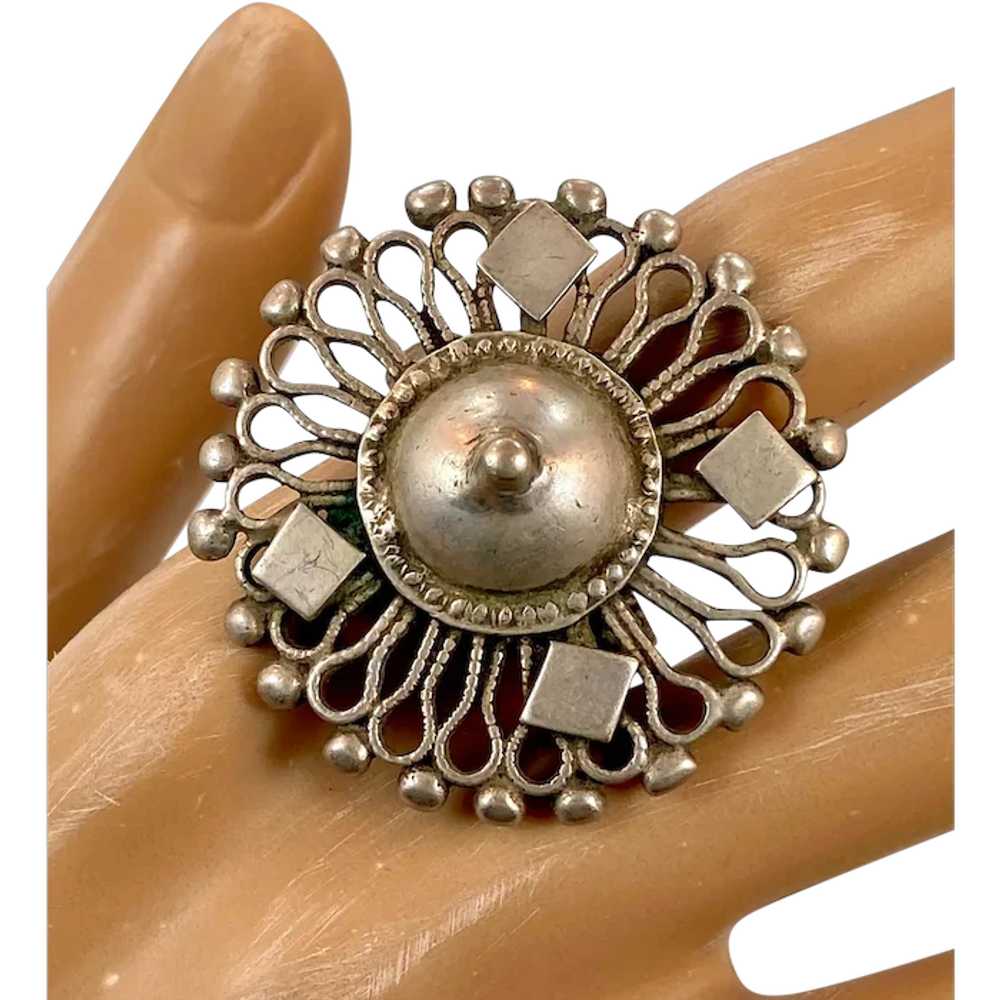 Afghan Ring, Old Silver Ring, Size 8 1/2, Vintage… - image 1