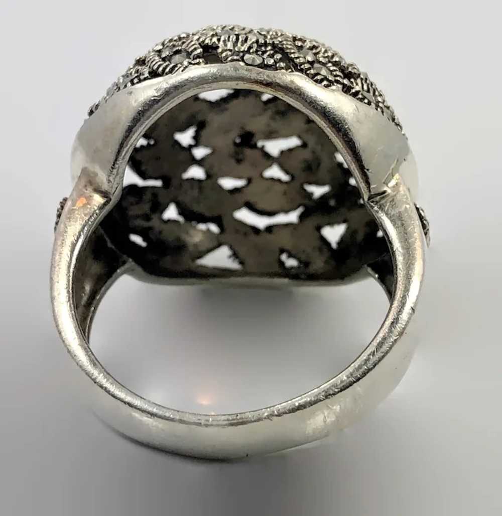 Black Marcasite Ring, Sterling Silver, Vintage Je… - image 6
