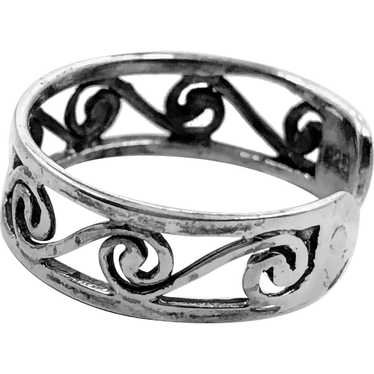 Toe Ring, Swirls, Sterling Silver, Adjustable, Vi… - image 1
