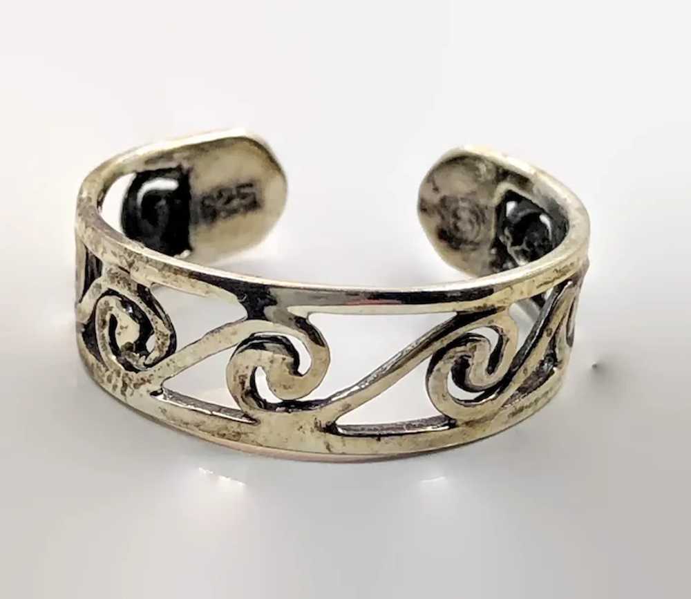 Toe Ring, Swirls, Sterling Silver, Adjustable, Vi… - image 2