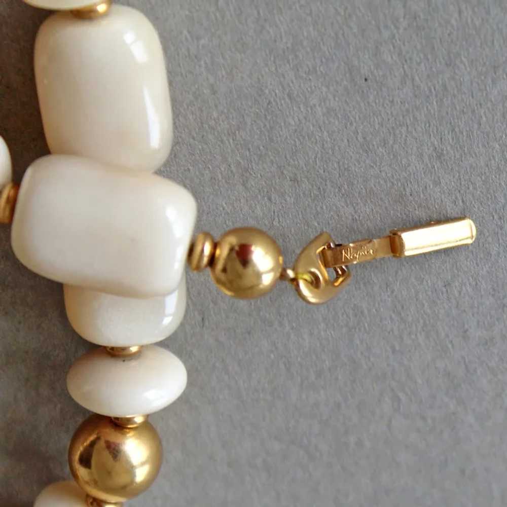 Vintage Napier Necklace Large Creamy Light Beige … - image 5