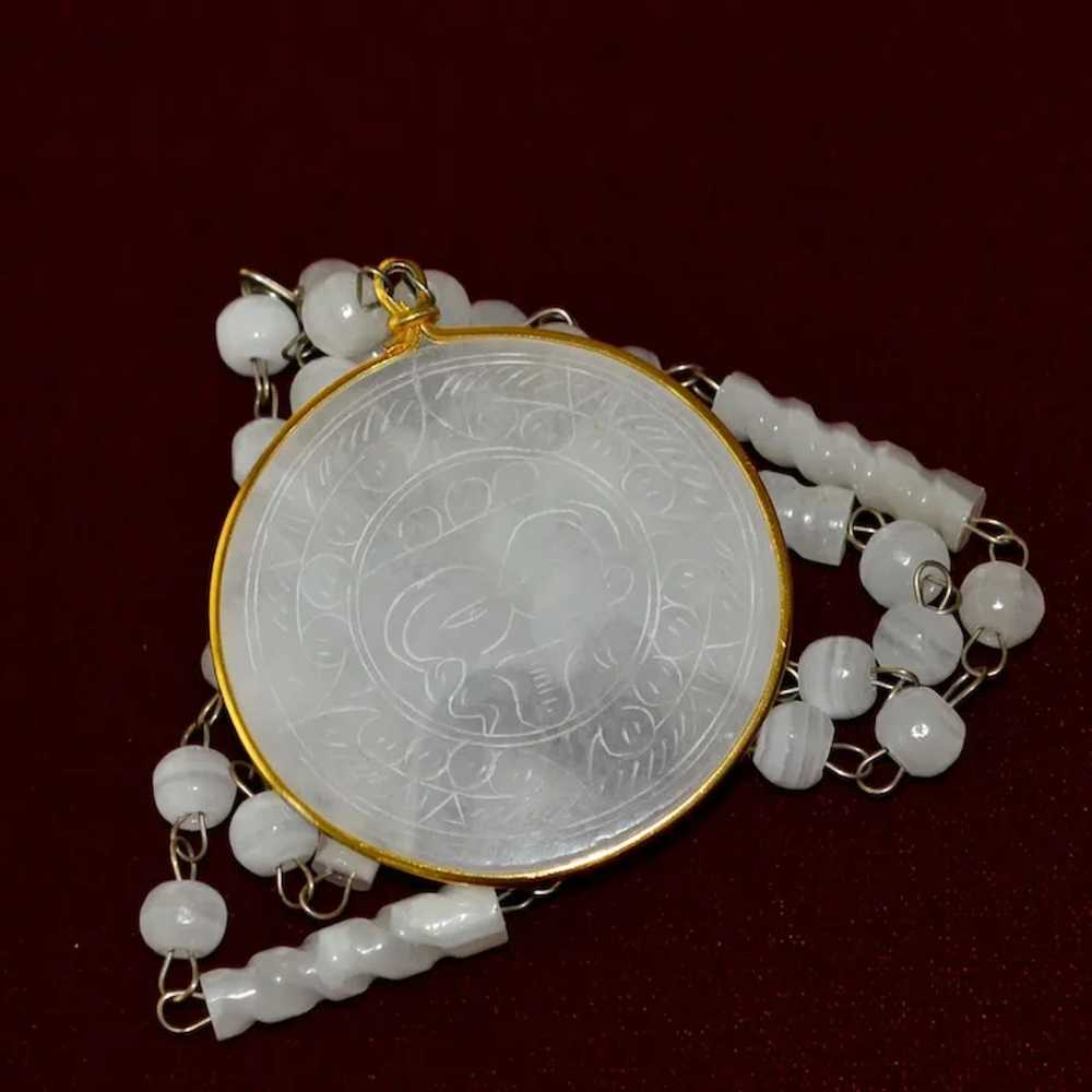 Necklace White and Clear Quartz Mother of Pearl M… - image 4