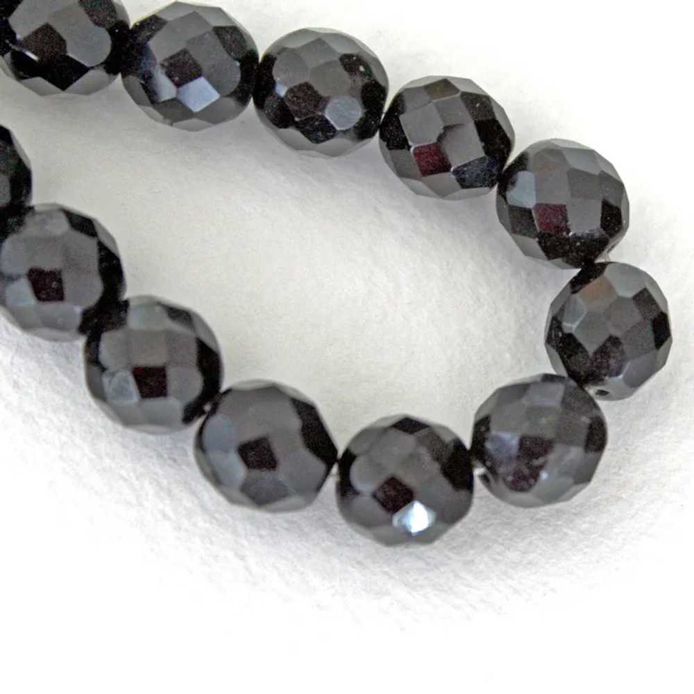 Fabulous Faceted BLACK GLASS Crystal Beads Dimensional Brooch