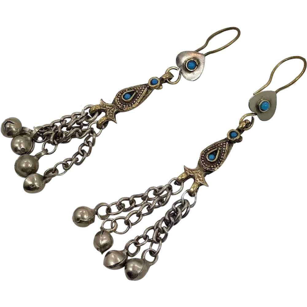 Boho Earrings, Turquoise Earrings, Chains, Afghan… - image 1