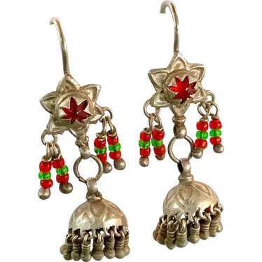 Ethnic Earrings, Kashmir, Jhumka , Old Silver, Vi… - image 1