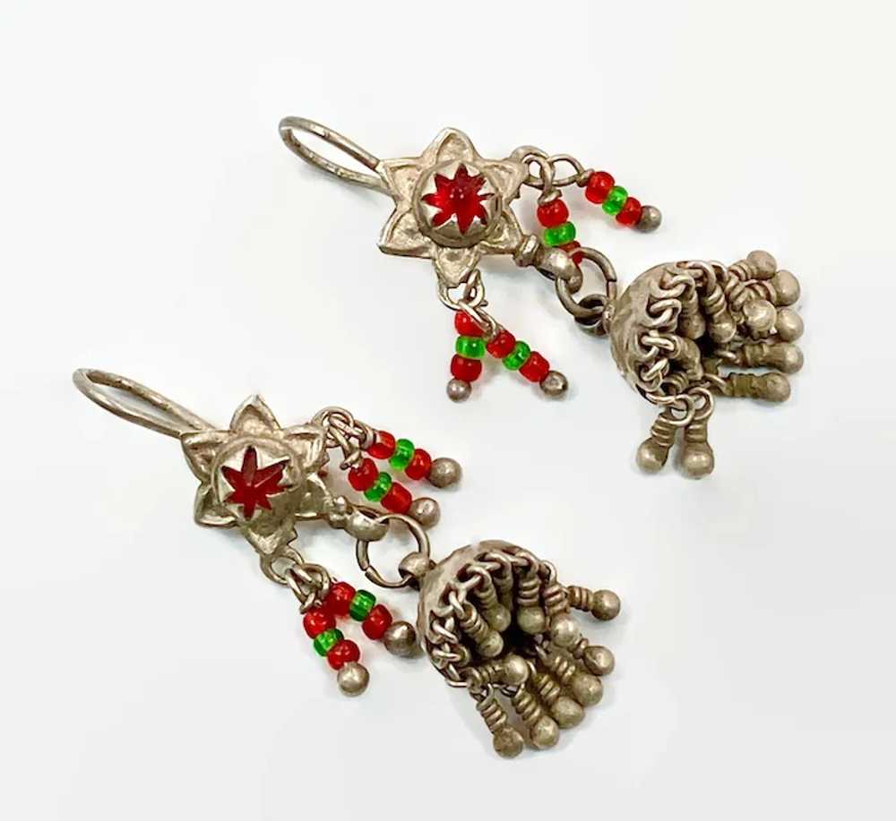 Ethnic Earrings, Kashmir, Jhumka , Old Silver, Vi… - image 4