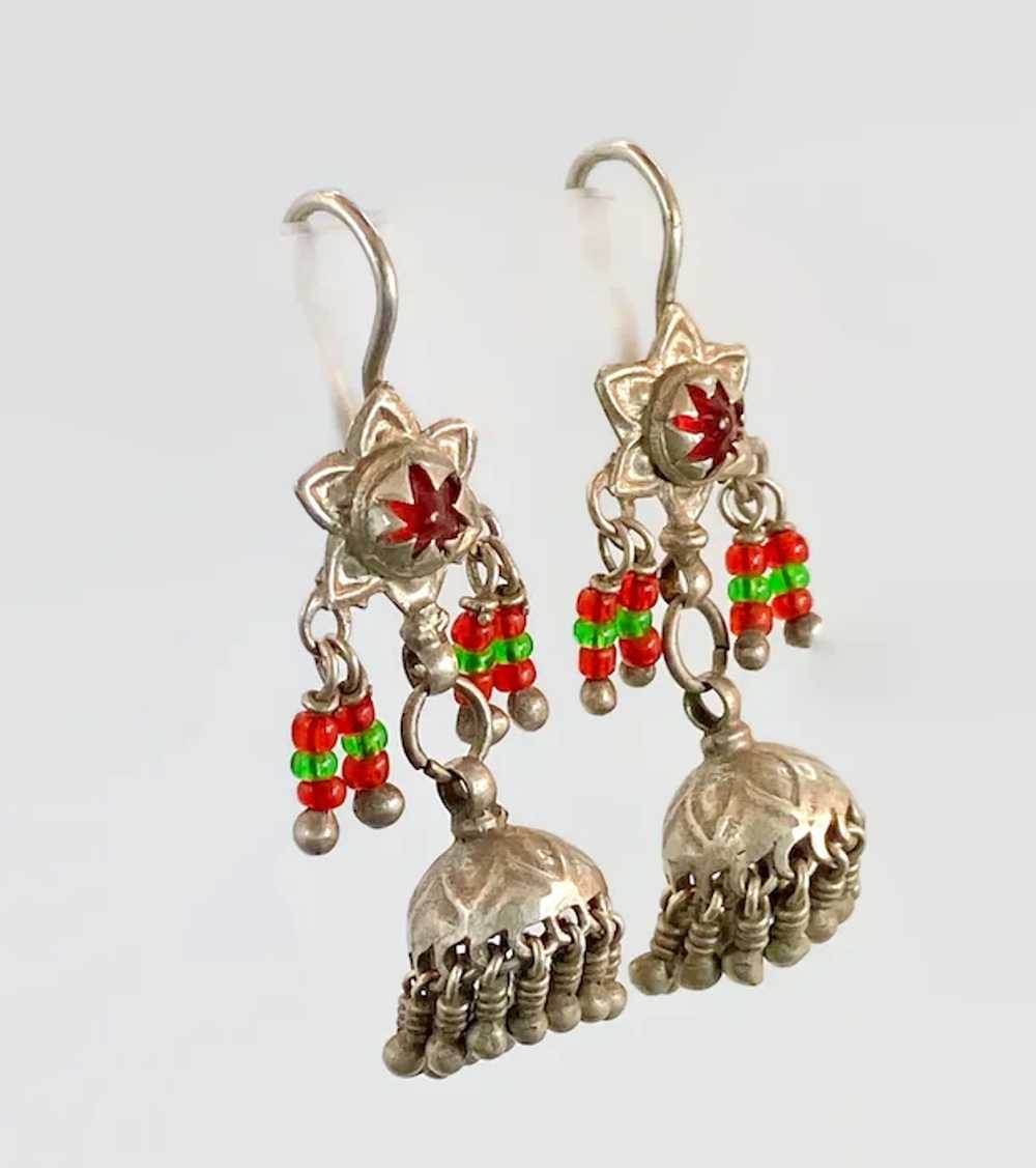 Ethnic Earrings, Kashmir, Jhumka , Old Silver, Vi… - image 5