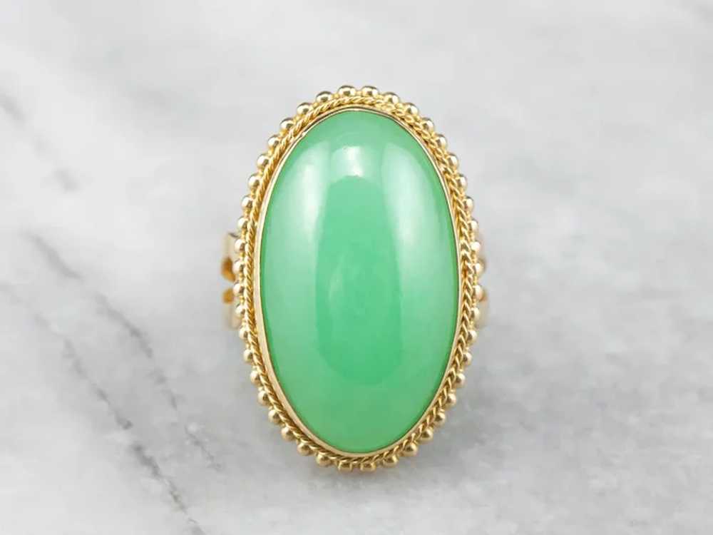 Chrysoprase and 18 Karat Gold Statement Ring - image 2