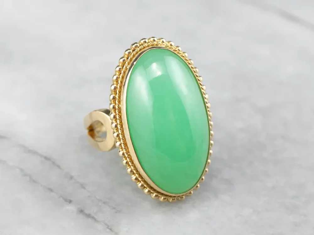 Chrysoprase and 18 Karat Gold Statement Ring - image 3