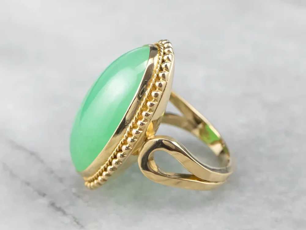 Chrysoprase and 18 Karat Gold Statement Ring - image 4