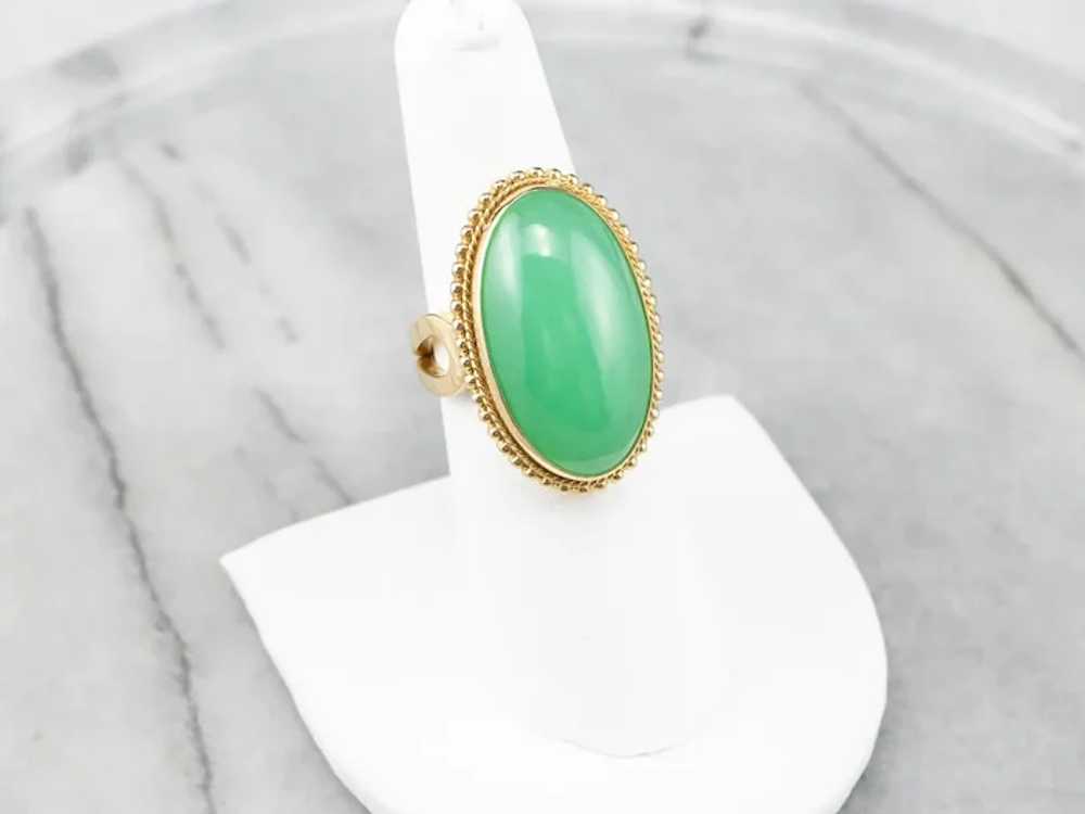 Chrysoprase and 18 Karat Gold Statement Ring - image 9