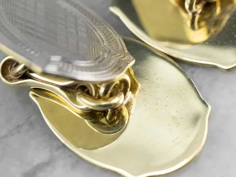 Art Deco Engraved 14 Karat Gold Cufflinks - image 6