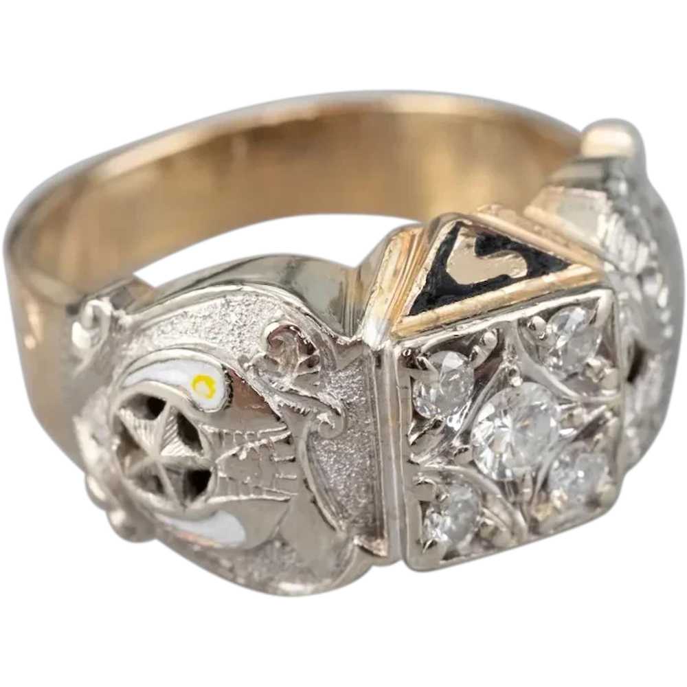 Vintage Diamond Masonic Men's Ring - image 1