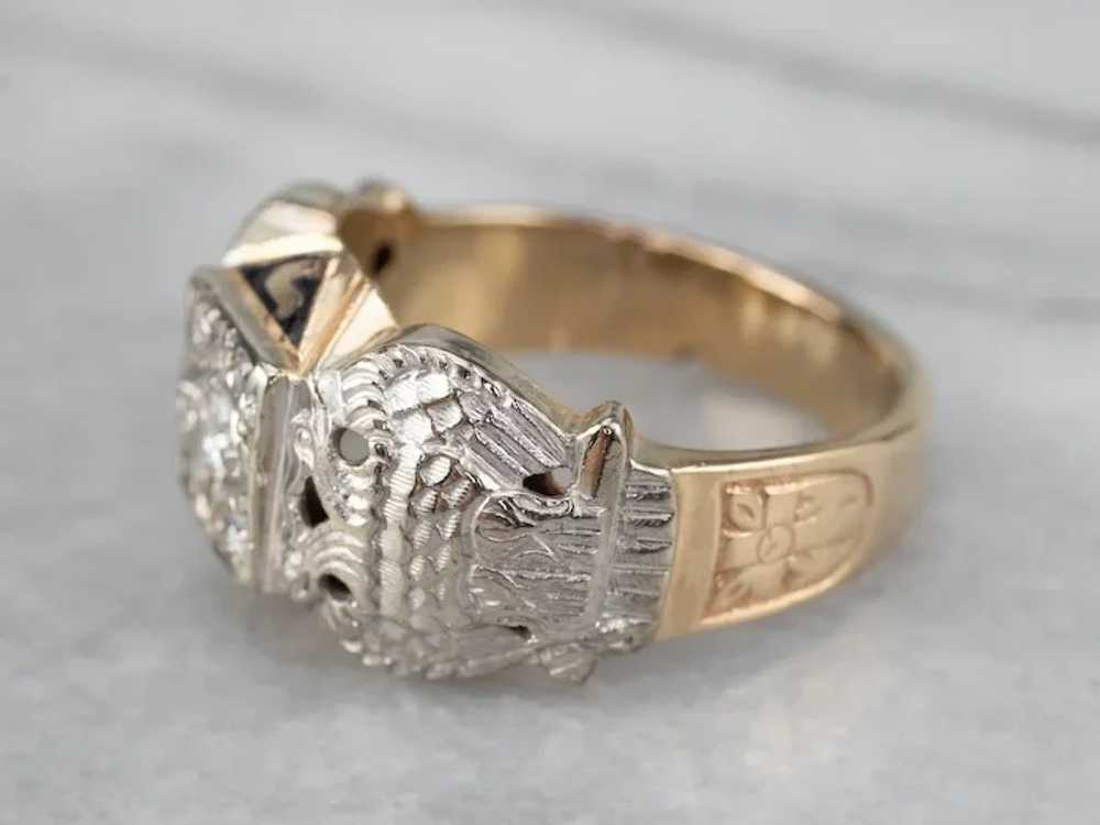Vintage Diamond Masonic Men's Ring - image 5