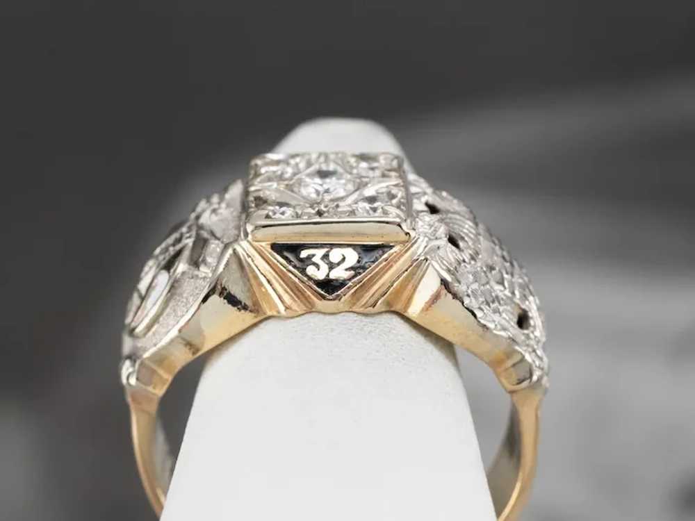 Vintage Diamond Masonic Men's Ring - image 7