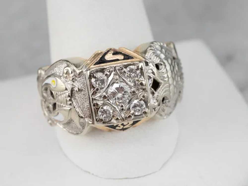 Vintage Diamond Masonic Men's Ring - image 8