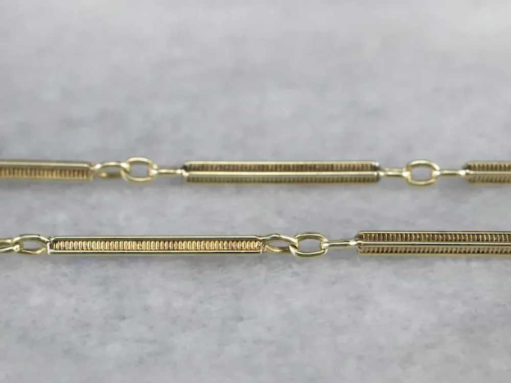 Early Art Deco Bar Link Watch Chain - image 4